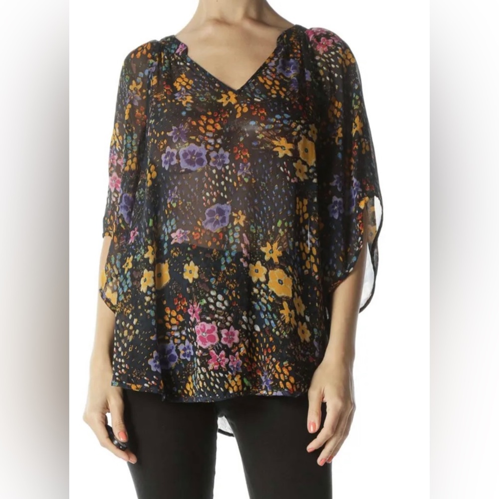Anthropologie silk floral top size 4